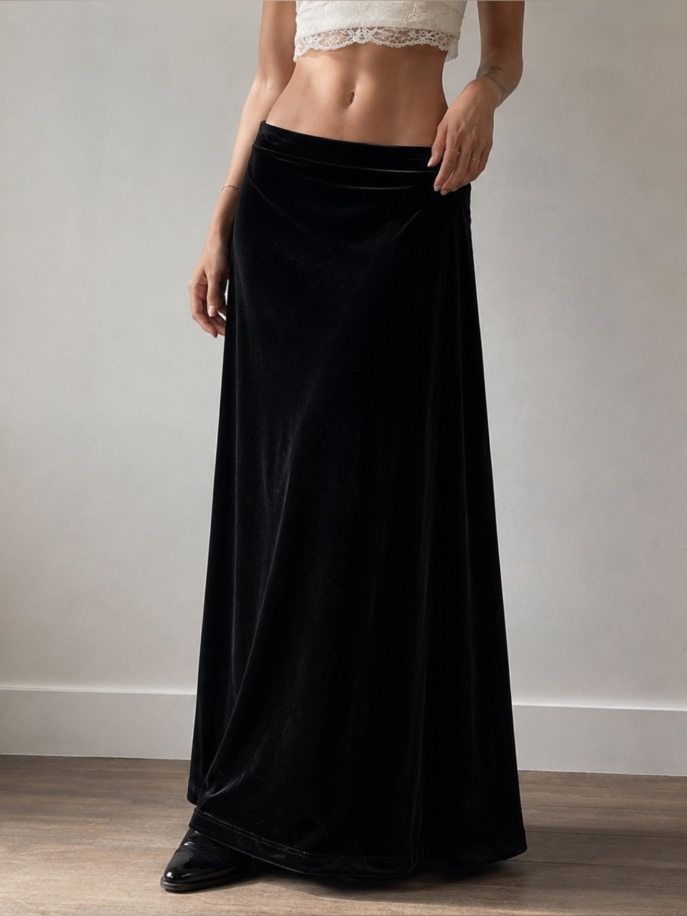 Scott McClintock Black Velvet Maxi Skirt Size 6 NWT‎ Whimsigoth Gothic Grunge